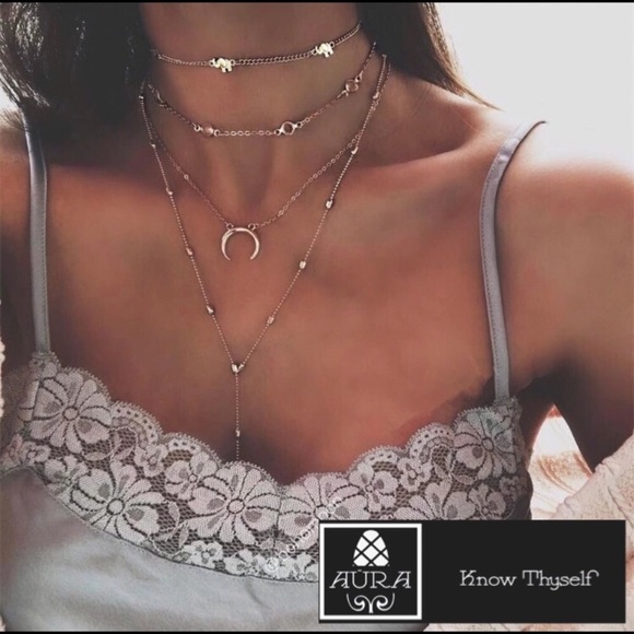 Moon Goddess Delicate Multilayer Layered Necklace - Picture 5 of 5